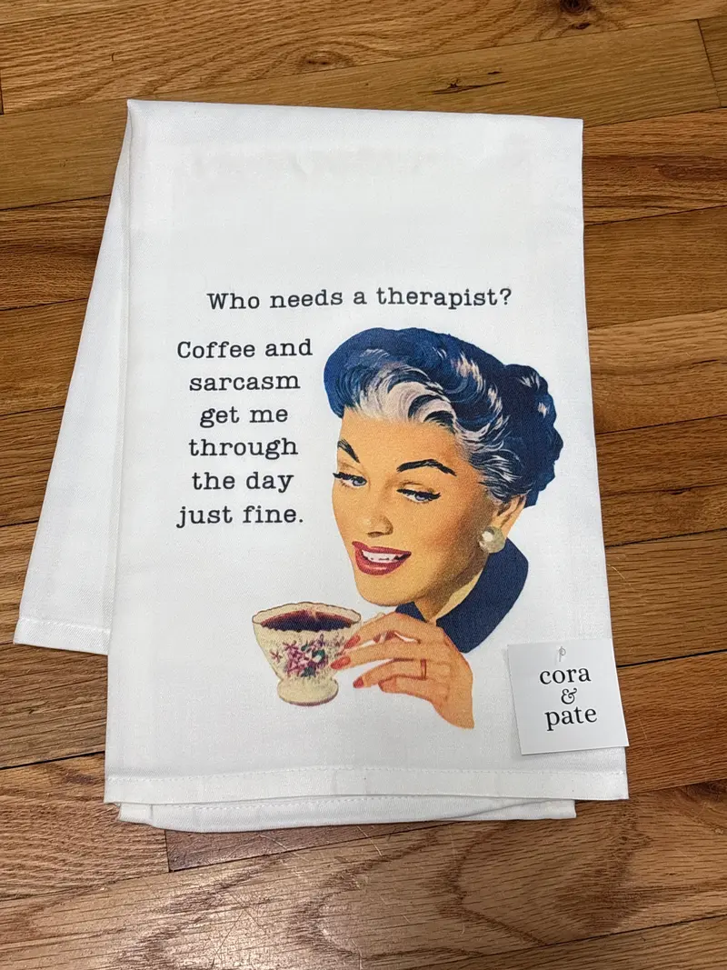 Therapist-Themed Flour Sack Kitchen Towel 1