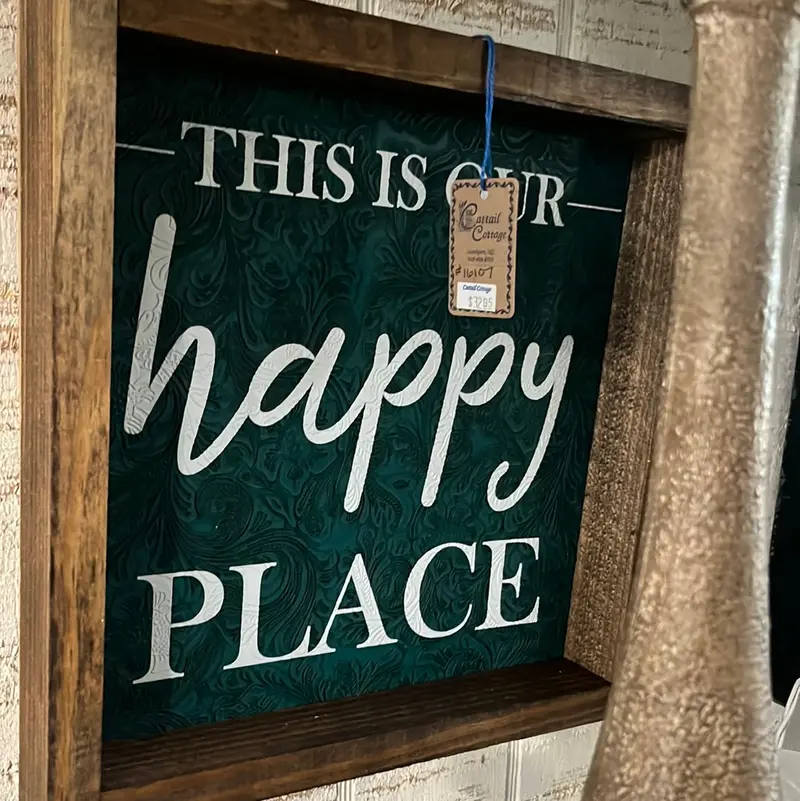 'This Is Our Happy Place' Rustic Wooden Sign 1