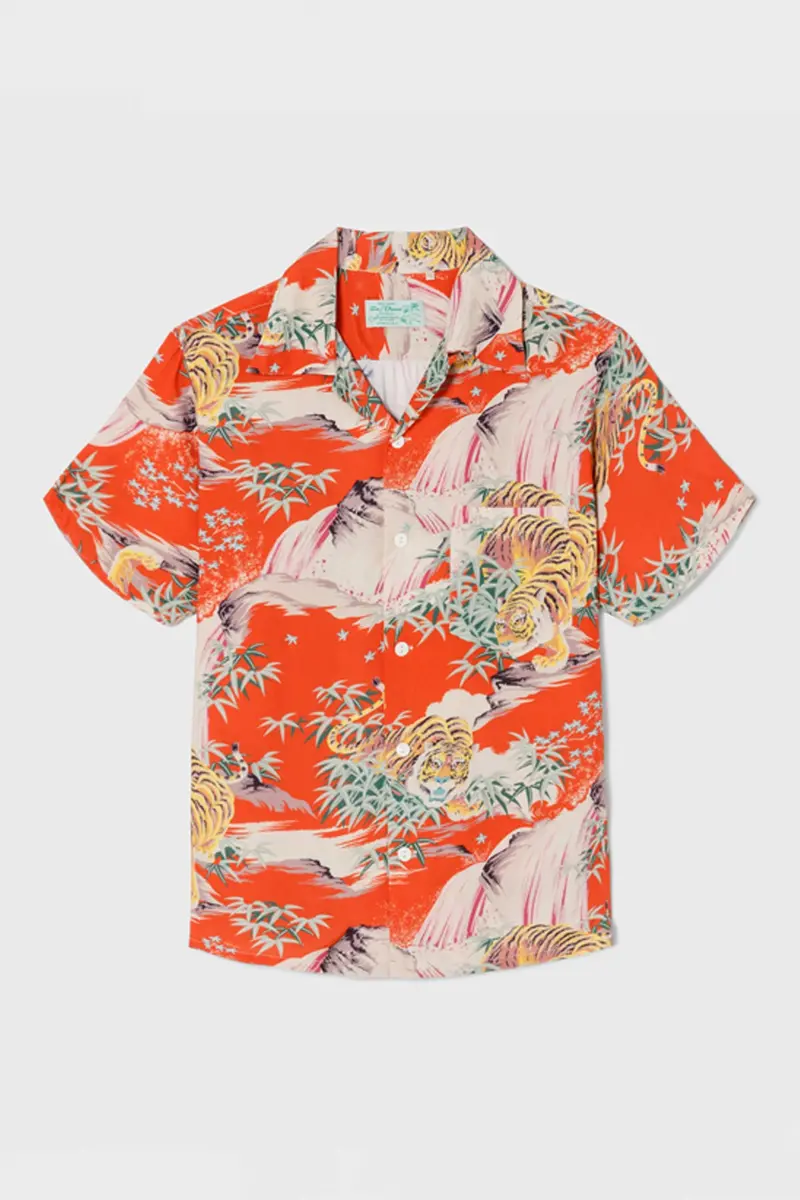 Tiger Surf Rider Graphic Shirt In Red Tiger Print 1