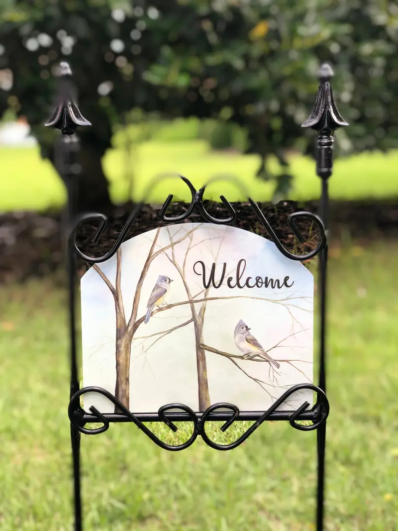 Titmouse Bird Welcome Garden Sign 1