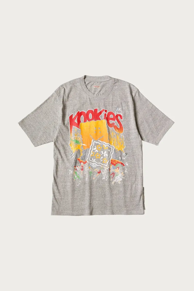 Top Jersey Crew Neck T-Shirt – Buster Peckish Bowy Graphic In Grey 1