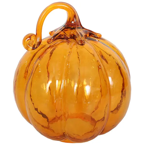 Transparent Orange Glass Pumpkin Ornaments 2