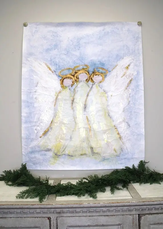 Triptych Angel Paper Sculpture With Metallic Gold & Sparkle Finish 1