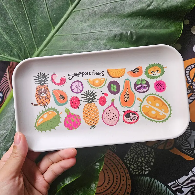 Tropical Singapore Fruits Bamboo Serving Tray 1
