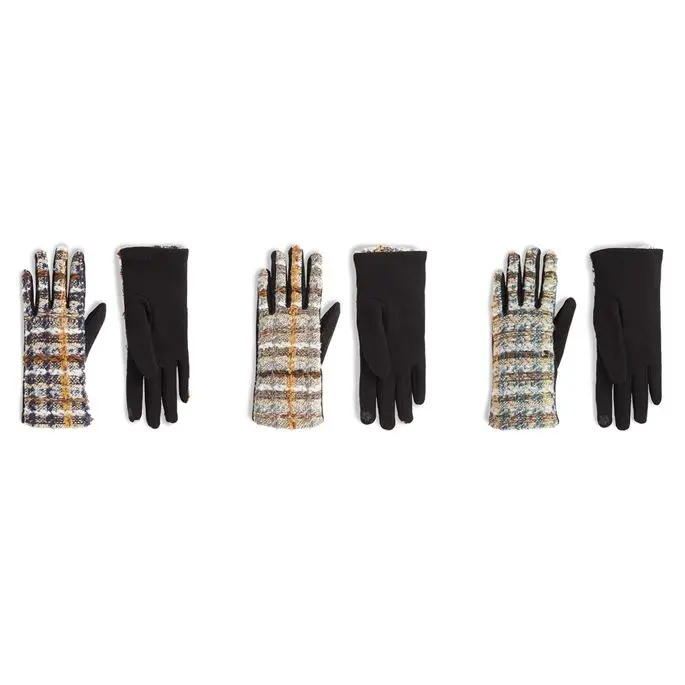 Tweed Plaid Touchscreen-Compatible Gloves – Warm & Functional 1