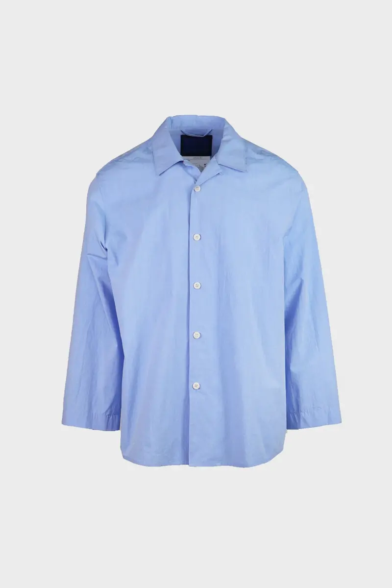 Typewriter-Textured Oversized Shirt – Chambray 1