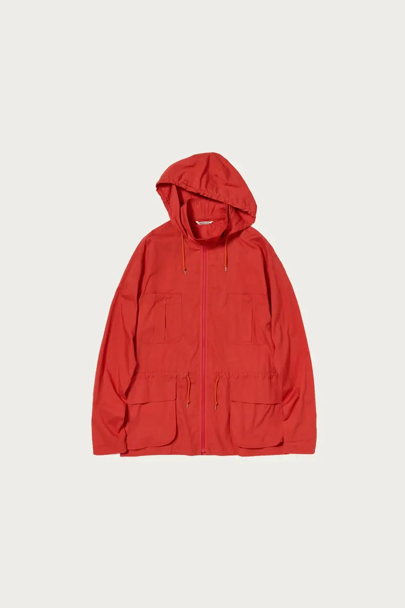 Ultra-Soft Cotton Lawn Hooded Blouson In Red 1