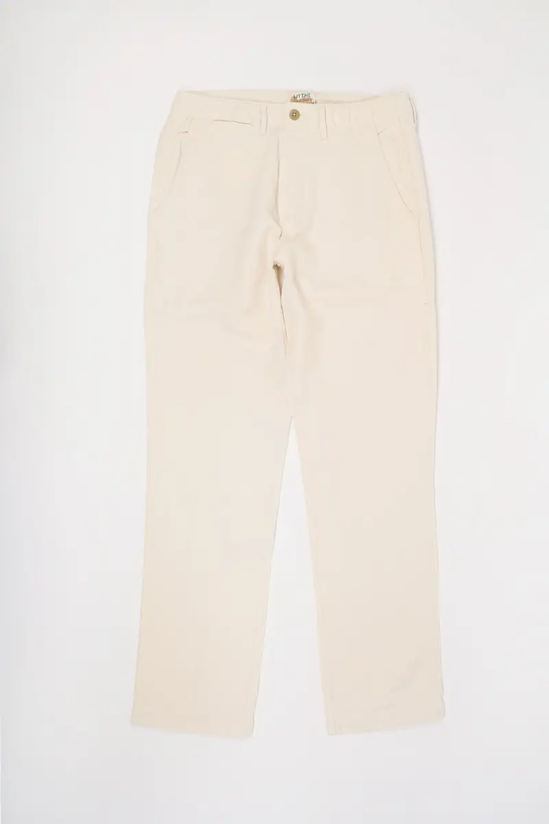 Unbleached Flat-Front Cotton-Linen Chinos 1