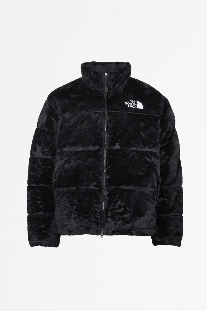 Velour Nuptse Jacket – Premium Black Texture 1