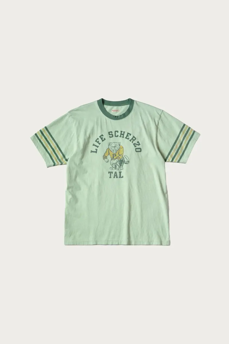 Vintage-Inspired 20/- Jersey Ringer Tee – 'College Capital' Graphic – Mint 1