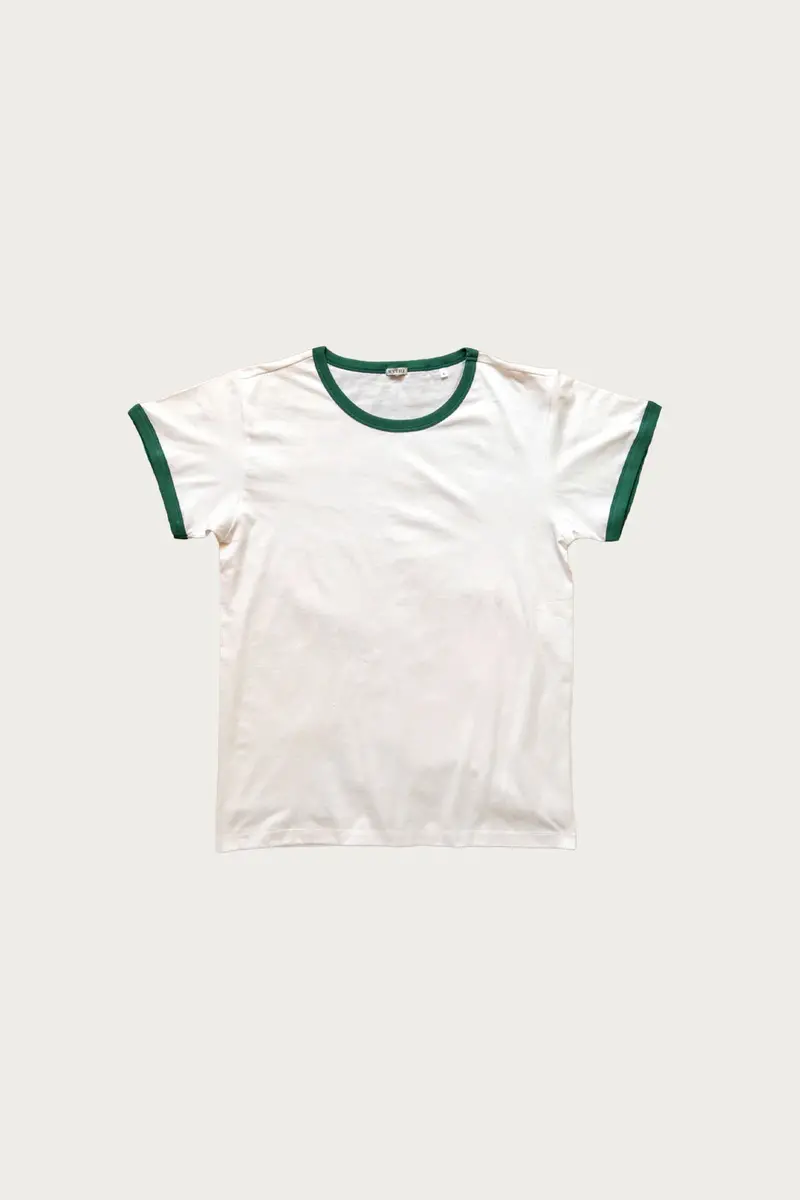Vintage-Inspired Tubular Ringer Tee In Forest Evergreen 1