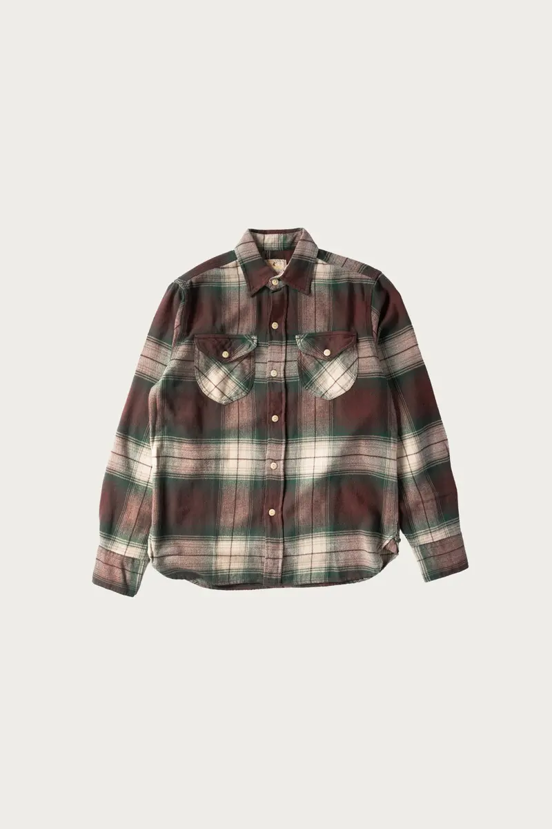 Vintage-Wash Flannel Work Shirt In Grizzly Shadow Plaid 1