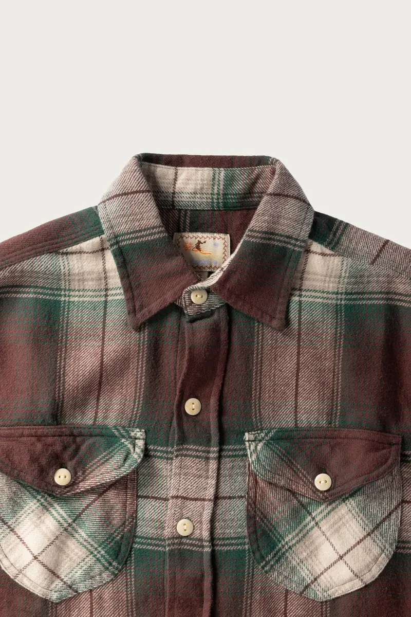 Vintage-Wash Flannel Work Shirt In Grizzly Shadow Plaid 2