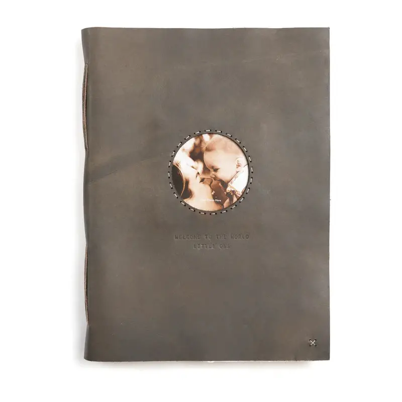 'Welcome To The World' Heirloom Leather Photo Journal For New Arrivals 1