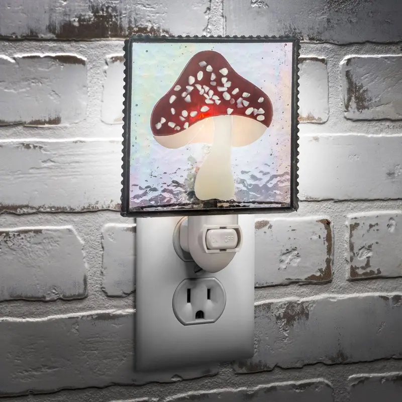 Whimsical Mushroom-Shaped Glass Night Light 1