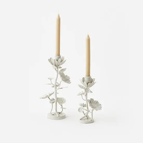 White Floral Taper Candle Holders – Two-Style Elegant Table Centerpieces 1