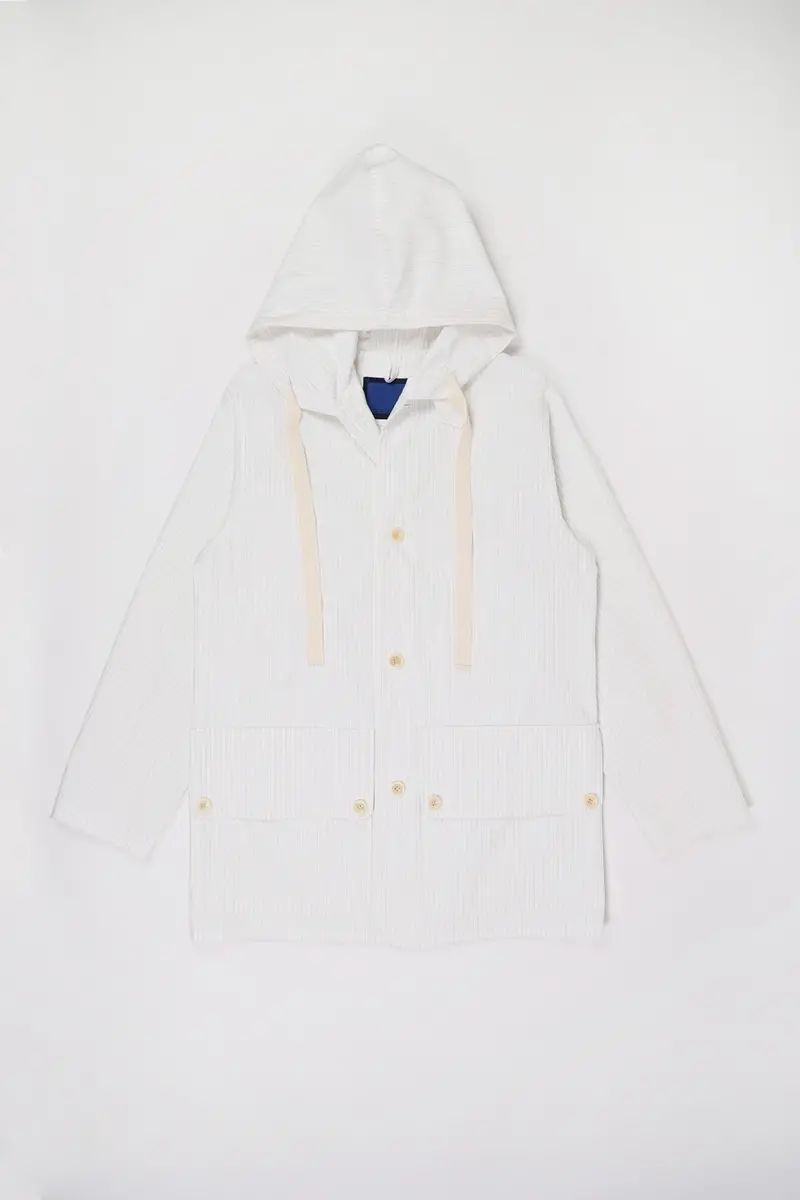 White Hooded Field-Style Outerwear Jacket 1