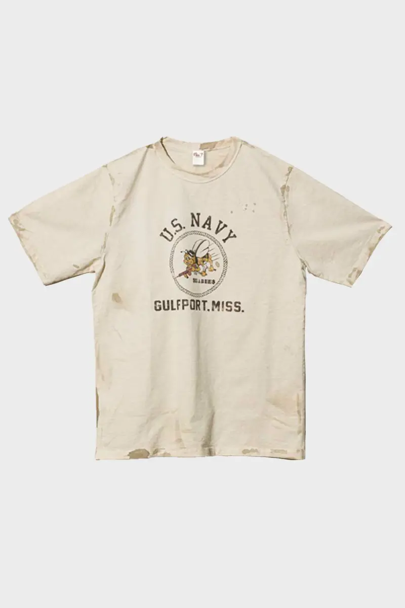 White Us Navy Vintage-Style Tee 1
