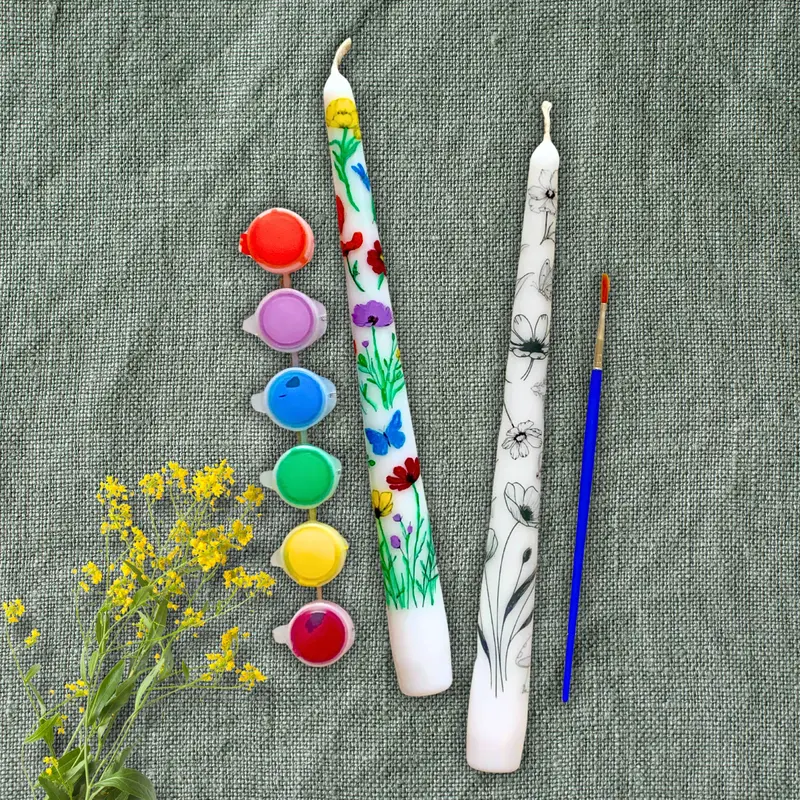 Wildflower Paint-Your-Own Candle Kit – Includes 2 Tapers & Acrylics 1