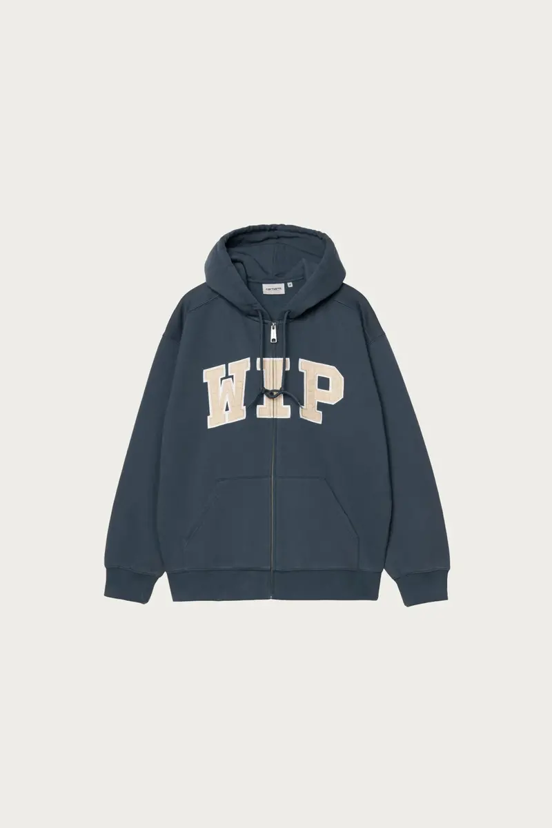 Wip Hooded Sweat Jacket In Dusky Blue Stone-Washed Fabric 1