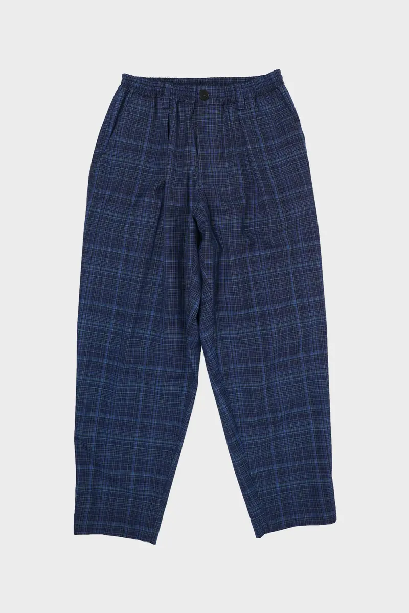 Wool Blend Plain-Weave Trousers In Deep Ink Blue 1