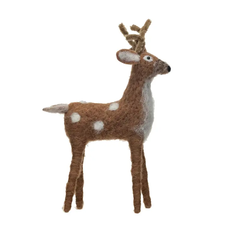 Wool-Felt Standing Deer Figurine 1
