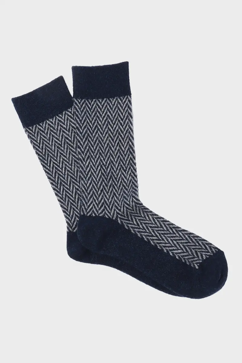 Wool Herringbone Crew Sweater – Indigo 1