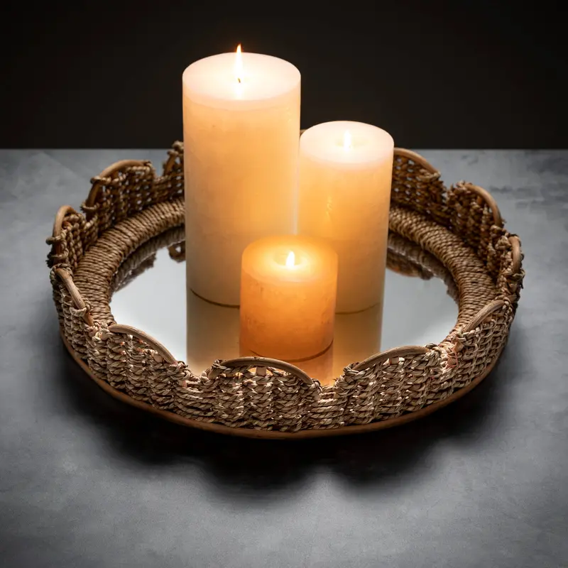 Woven Mirrored Serving Tray – Two Size Options 1