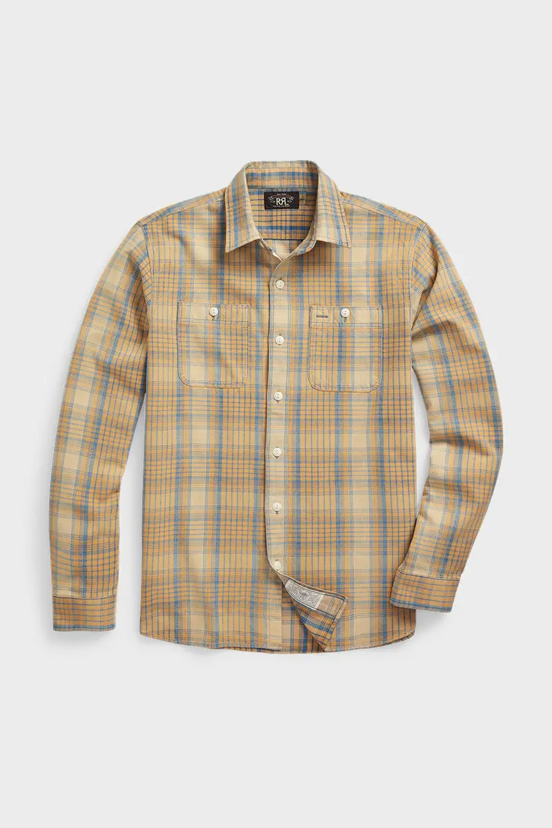 Yellow Cotton-Canvas Plaid Workshirt 1