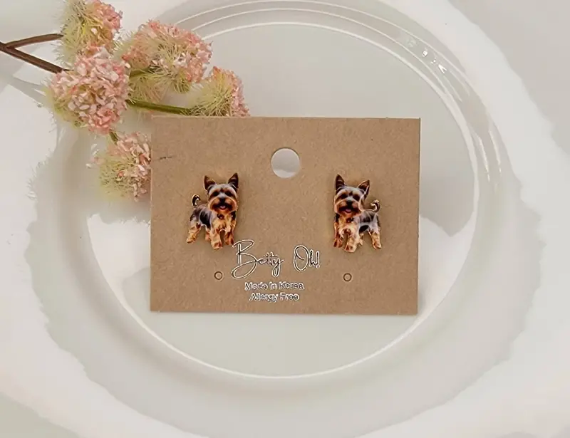 Yorkshire Terrier Stud Earrings In Gold Finish 1