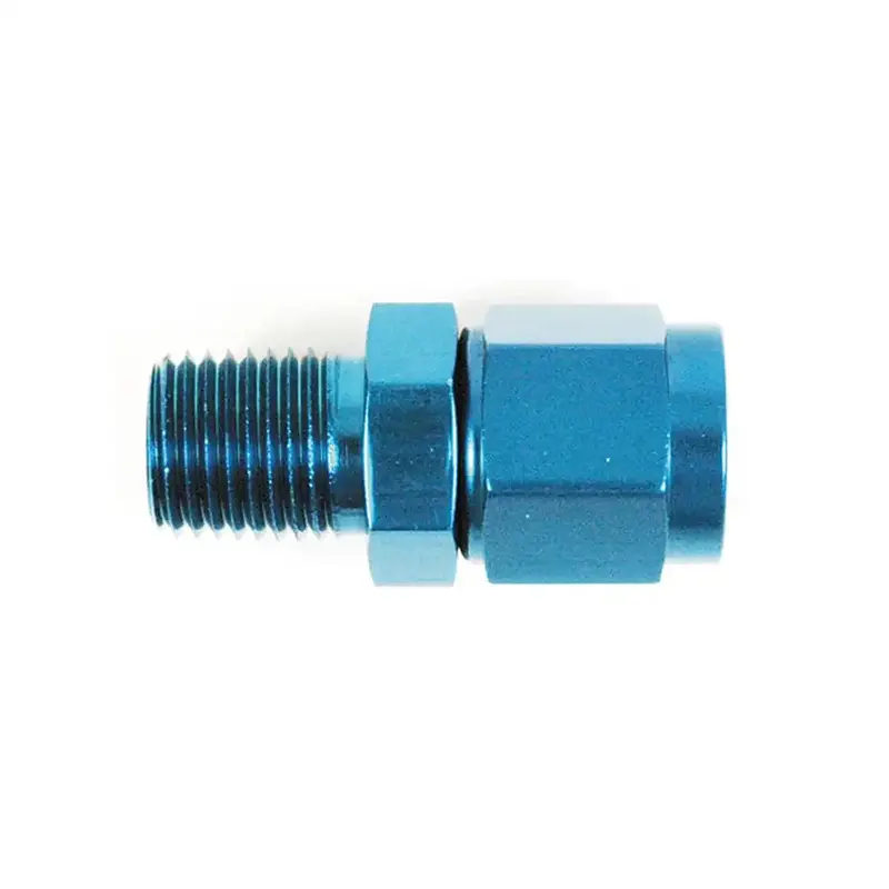 -8 An To 1/2" Npt Blue Steel Straight Swivel-To-Male Pipe Connector 1