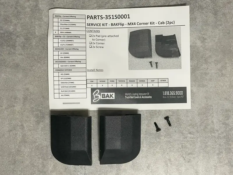 Bakflip Mx4 Corner Kit – 2-Piece Cab-Side Mounting Hardware (Part #351S0001) 1