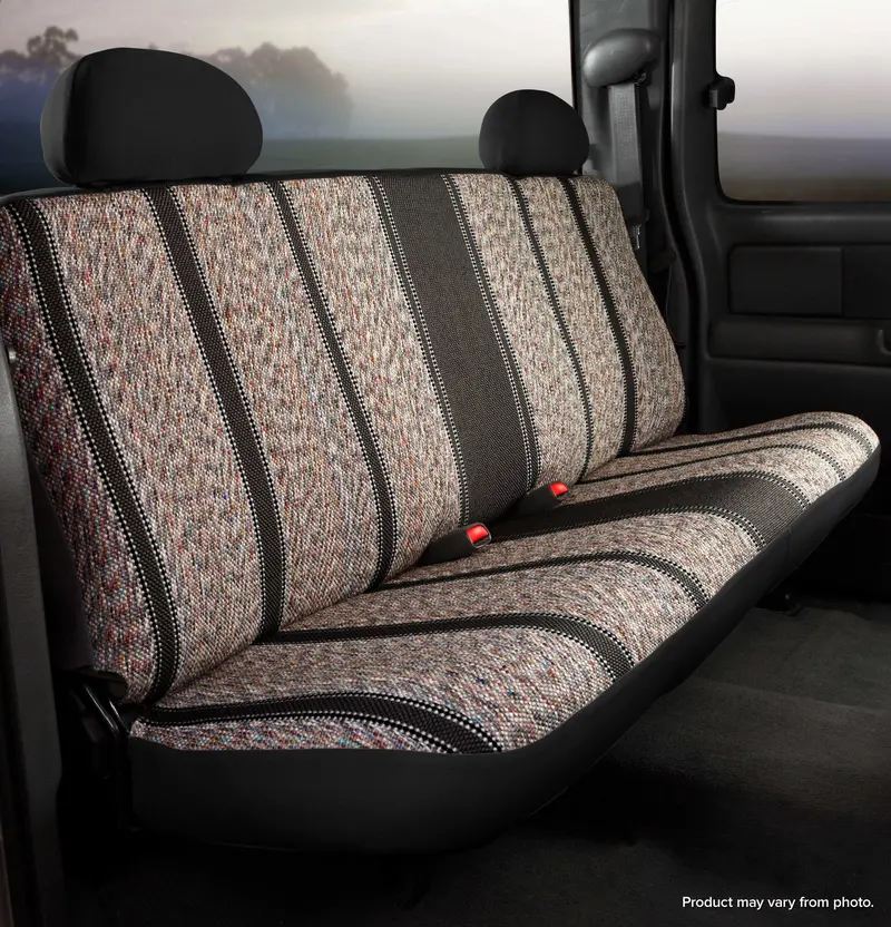 Fia Custom-Fit Front Seat Covers – Wrangler Saddleblanket Pattern, Black Wine Color 1