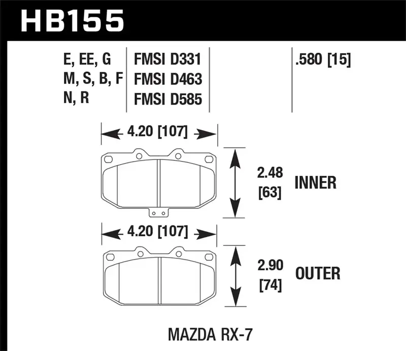 Hawk Performance Ht-10 High-Temp Brake Pads – Hb155S.580 With 0.580-Inch Thickness 1