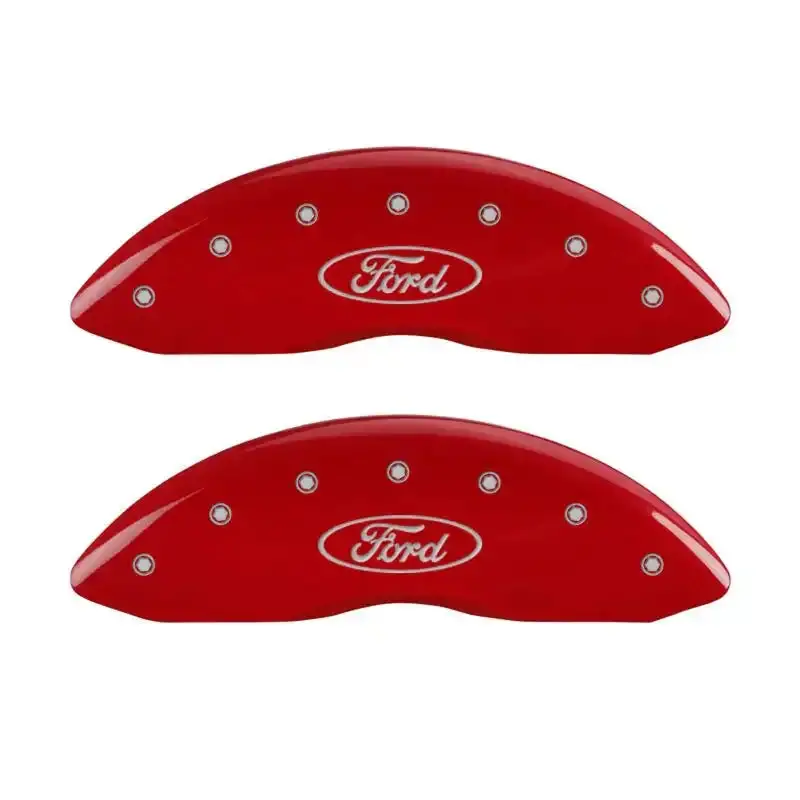 Mgp Engraved 4-Piston Caliper Covers – Red Finish With Silver Accent 1